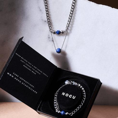 Lapis x Argent | Bracelet chaîne de pierres précieuses